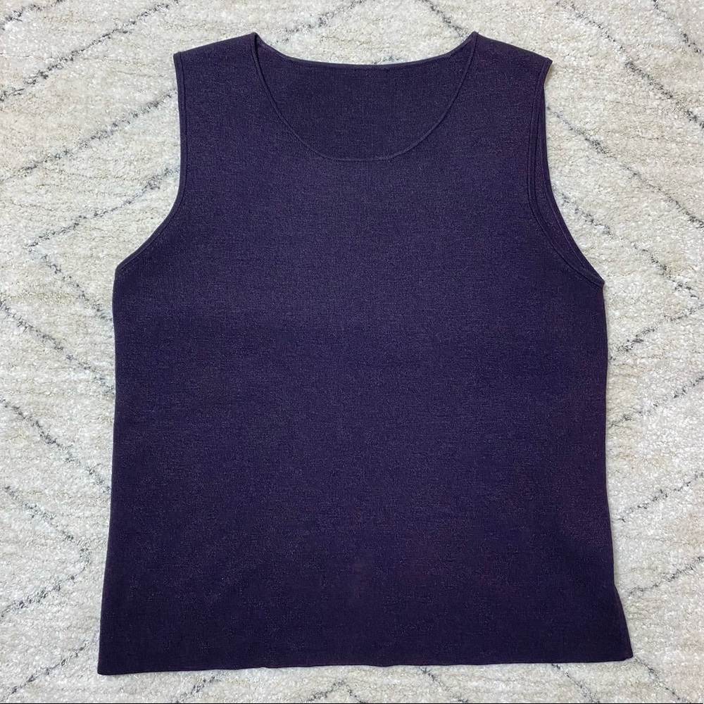 Eileen Fisher Knit Tank Size M Knit Silk Blend Plum Purple Sleeveless Crew Neck